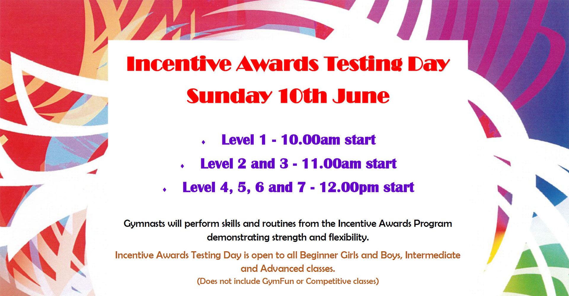 Incentive Awards - Sunday 10th June 2018
